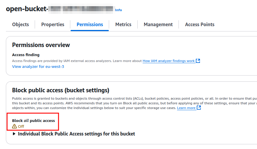 S3 bucket with public access allow