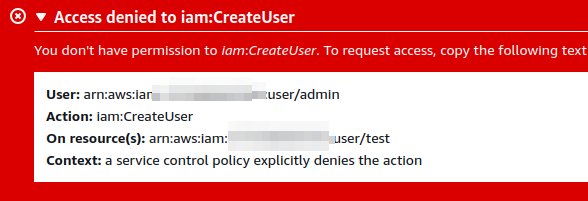Explicit deny for user creation